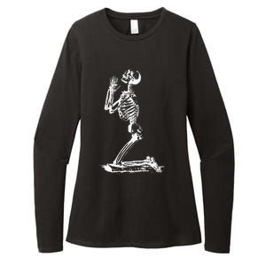 Praying Skeleton Funny Cool Morbid Prayer Design Womens CVC Long Sleeve Shirt