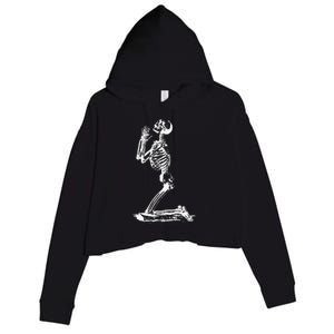 Praying Skeleton Funny Cool Morbid Prayer Design Crop Fleece Hoodie