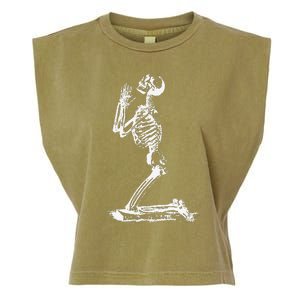 Praying Skeleton Funny Cool Morbid Prayer Design Garment-Dyed Women's Muscle Tee