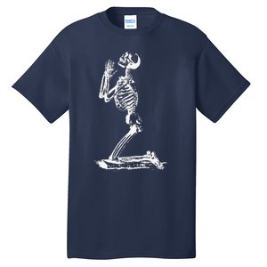 Praying Skeleton Funny Cool Morbid Prayer Design Tall T-Shirt