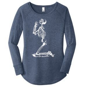 Praying Skeleton Funny Cool Morbid Prayer Design Women's Perfect Tri Tunic Long Sleeve Shirt