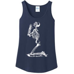 Praying Skeleton Funny Cool Morbid Prayer Design Ladies Essential Tank