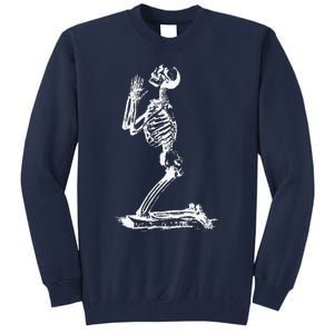 Praying Skeleton Funny Cool Morbid Prayer Design Tall Sweatshirt