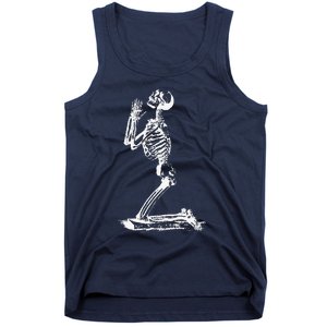 Praying Skeleton Funny Cool Morbid Prayer Design Tank Top