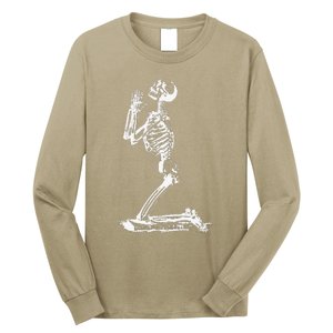 Praying Skeleton Funny Cool Morbid Prayer Design Long Sleeve Shirt