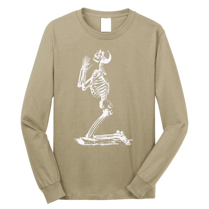 Praying Skeleton Funny Cool Morbid Prayer Design Long Sleeve Shirt