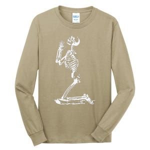 Praying Skeleton Funny Cool Morbid Prayer Design Tall Long Sleeve T-Shirt