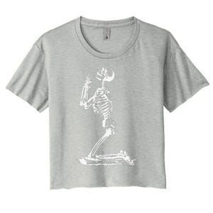 Praying Skeleton Funny Cool Morbid Prayer Design Women's Crop Top Tee