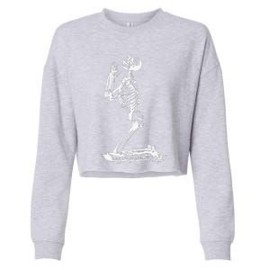 Praying Skeleton Funny Cool Morbid Prayer Design Cropped Pullover Crew