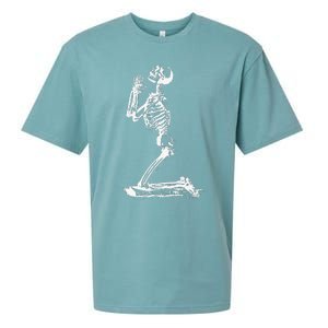 Praying Skeleton Funny Cool Morbid Prayer Design Sueded Cloud Jersey T-Shirt