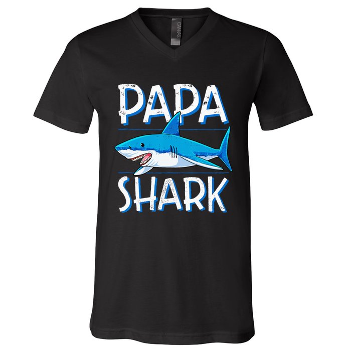 Papa Shark Family Matching Dad Daddy Jawsome V-Neck T-Shirt