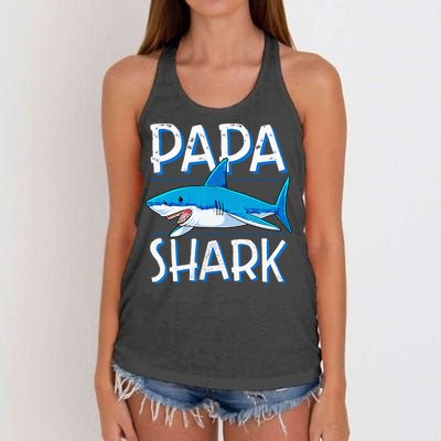 Papa Shark Family Matching Dad Daddy Jawsome Women's Knotted Racerback Tank