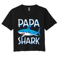 Papa Shark Family Matching Dad Daddy Jawsome Women's Crop Top Tee