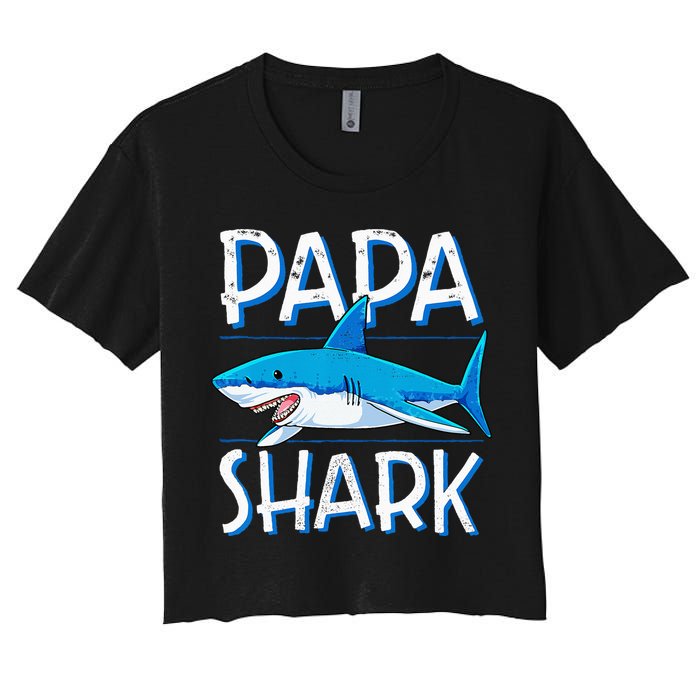 Papa Shark Family Matching Dad Daddy Jawsome Women's Crop Top Tee