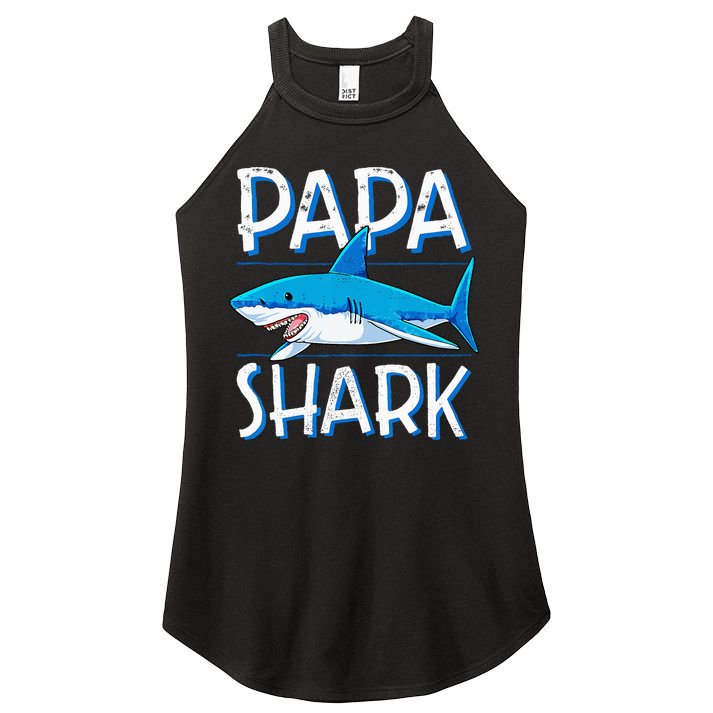 Papa Shark Family Matching Dad Daddy Jawsome Women's Perfect Tri Rocker Tank