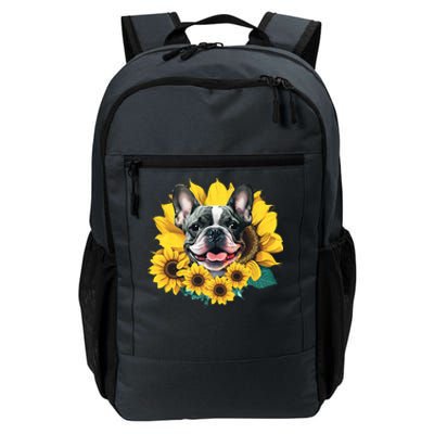 Preppy Sunflower Frenchie Daily Commute Backpack