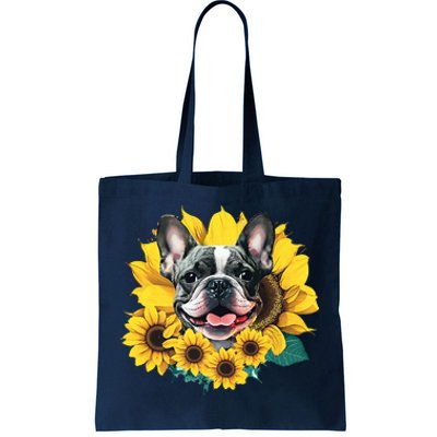 Preppy Sunflower Frenchie Tote Bag