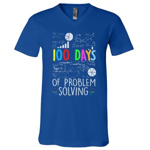 Problem Solving Funny Math Teacher 100 Days Of School Funny Gift V-Neck T-Shirt