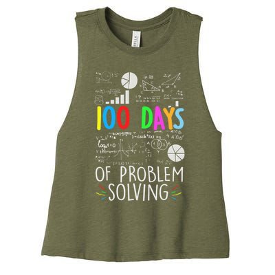 Problem Solving Funny Math Teacher 100 Days Of School Funny Gift Women's Racerback Cropped Tank