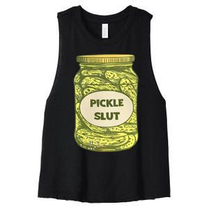 Pickle Slut Funny Canned Pickles Women's Racerback Cropped Tank