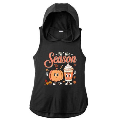 Pumpkin Spice Football Tis The Season Fall Thanksgiving Gift Ladies PosiCharge Tri-Blend Wicking Draft Hoodie Tank