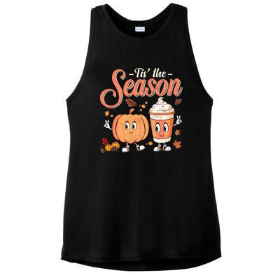 Pumpkin Spice Football Tis The Season Fall Thanksgiving Gift Ladies PosiCharge Tri-Blend Wicking Tank