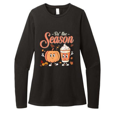 Pumpkin Spice Football Tis The Season Fall Thanksgiving Gift Womens CVC Long Sleeve Shirt