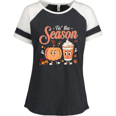 Pumpkin Spice Football Tis The Season Fall Thanksgiving Gift Enza Ladies Jersey Colorblock Tee