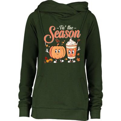 Pumpkin Spice Football Tis The Season Fall Thanksgiving Gift Womens Funnel Neck Pullover Hood