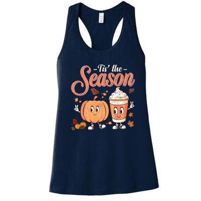 Pumpkin Spice Football Tis The Season Fall Thanksgiving Gift Women's Racerback Tank