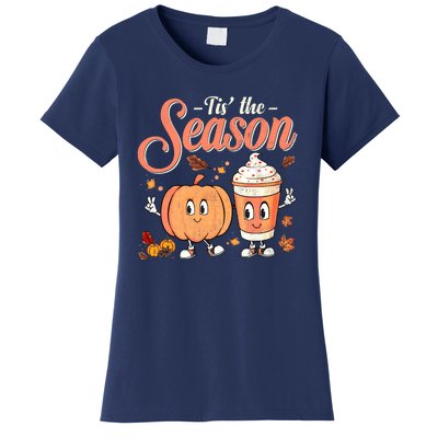 Pumpkin Spice Football Tis The Season Fall Thanksgiving Gift Women's T-Shirt