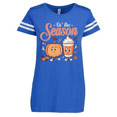 Pumpkin Spice Football Tis The Season Fall Thanksgiving Gift Enza Ladies Jersey Football T-Shirt