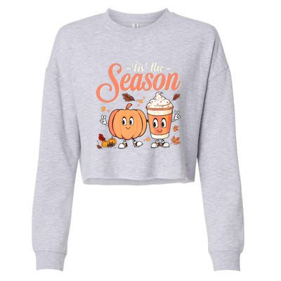 Pumpkin Spice Football Tis The Season Fall Thanksgiving Gift Cropped Pullover Crew