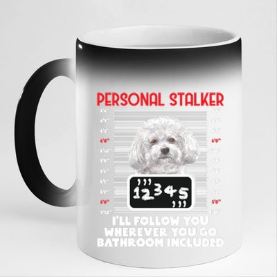 Personal Stalker Funny Bichon Frise Dog Bichon Tenerife Long Sleeve 11oz Black Color Changing Mug