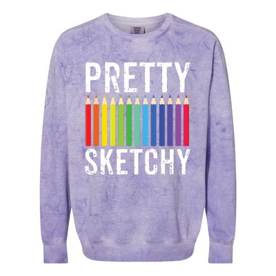 Pretty Sketchy Fun Art Lover Colored Pencils Artists Gift Colorblast Crewneck Sweatshirt