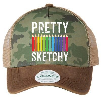 Pretty Sketchy Fun Art Lover Colored Pencils Artists Gift Legacy Tie Dye Trucker Hat