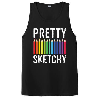 Pretty Sketchy Fun Art Lover Colored Pencils Artists Gift PosiCharge Competitor Tank