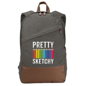 Pretty Sketchy Fun Art Lover Colored Pencils Artists Gift Cotton Canvas Backpack