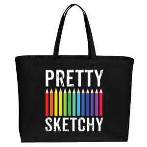 Pretty Sketchy Fun Art Lover Colored Pencils Artists Gift Cotton Canvas Jumbo Tote