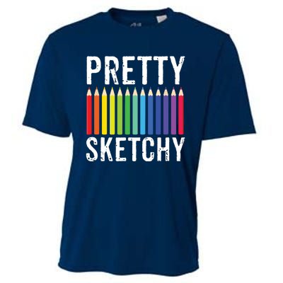 Pretty Sketchy Fun Art Lover Colored Pencils Artists Gift Cooling Performance Crew T-Shirt