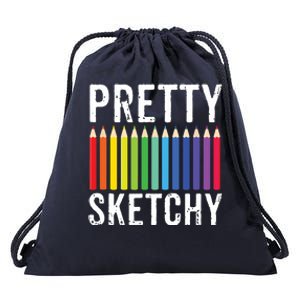 Pretty Sketchy Fun Art Lover Colored Pencils Artists Gift Drawstring Bag