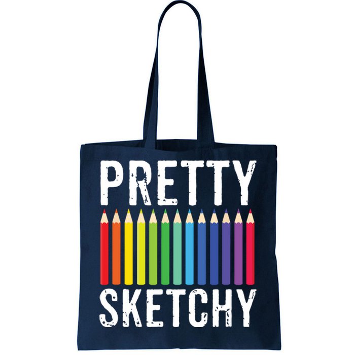 Pretty Sketchy Fun Art Lover Colored Pencils Artists Gift Tote Bag