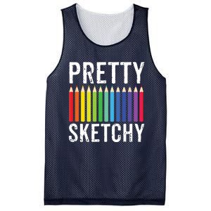 Pretty Sketchy Fun Art Lover Colored Pencils Artists Gift Mesh Reversible Basketball Jersey Tank