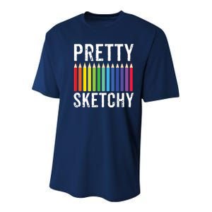 Pretty Sketchy Fun Art Lover Colored Pencils Artists Gift Youth Performance Sprint T-Shirt