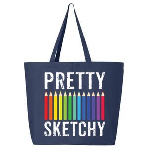 Pretty Sketchy Fun Art Lover Colored Pencils Artists Gift 25L Jumbo Tote