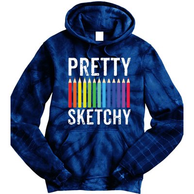 Pretty Sketchy Fun Art Lover Colored Pencils Artists Gift Tie Dye Hoodie