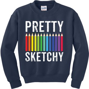 Pretty Sketchy Fun Art Lover Colored Pencils Artists Gift Kids Sweatshirt