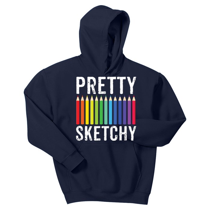 Pretty Sketchy Fun Art Lover Colored Pencils Artists Gift Kids Hoodie