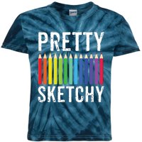 Pretty Sketchy Fun Art Lover Colored Pencils Artists Gift Kids Tie-Dye T-Shirt