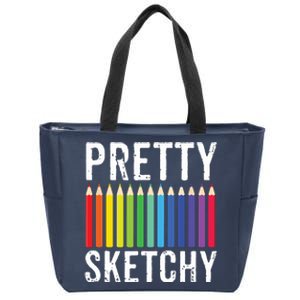 Pretty Sketchy Fun Art Lover Colored Pencils Artists Gift Zip Tote Bag